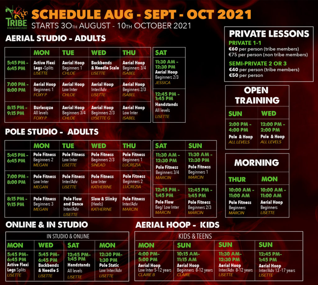 Class Schedule Tribe Fitness and Dance